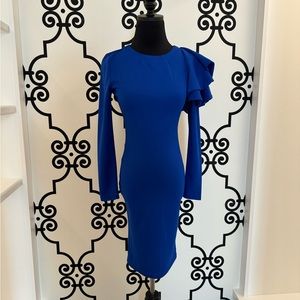 Navy blue formal long sleeve dress.